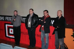 Tomasz Wiszniewski, Robert Więckiewicz, Rafał Szamburski i Jacek Nowakowski prowadzący spotkanie